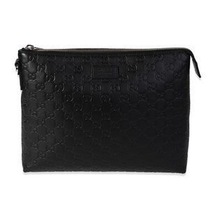 Gucci Black Guccissima Leather Soft Pouch